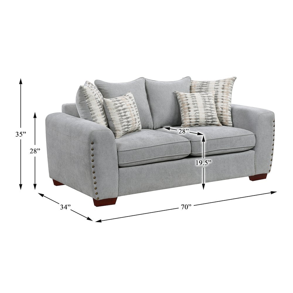 Hume Chenille Love Seat in Gray