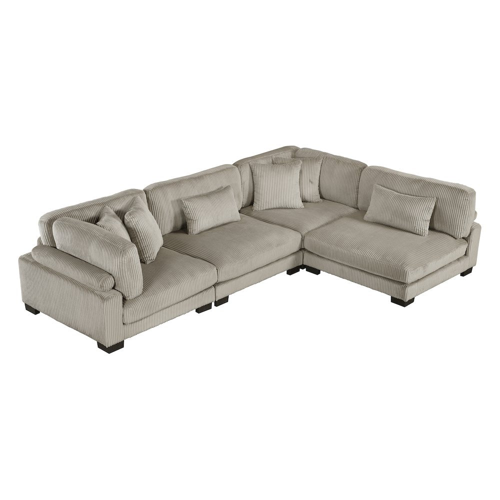 Traverse Corduroy 4-Piece Modular Sectional in Taupe