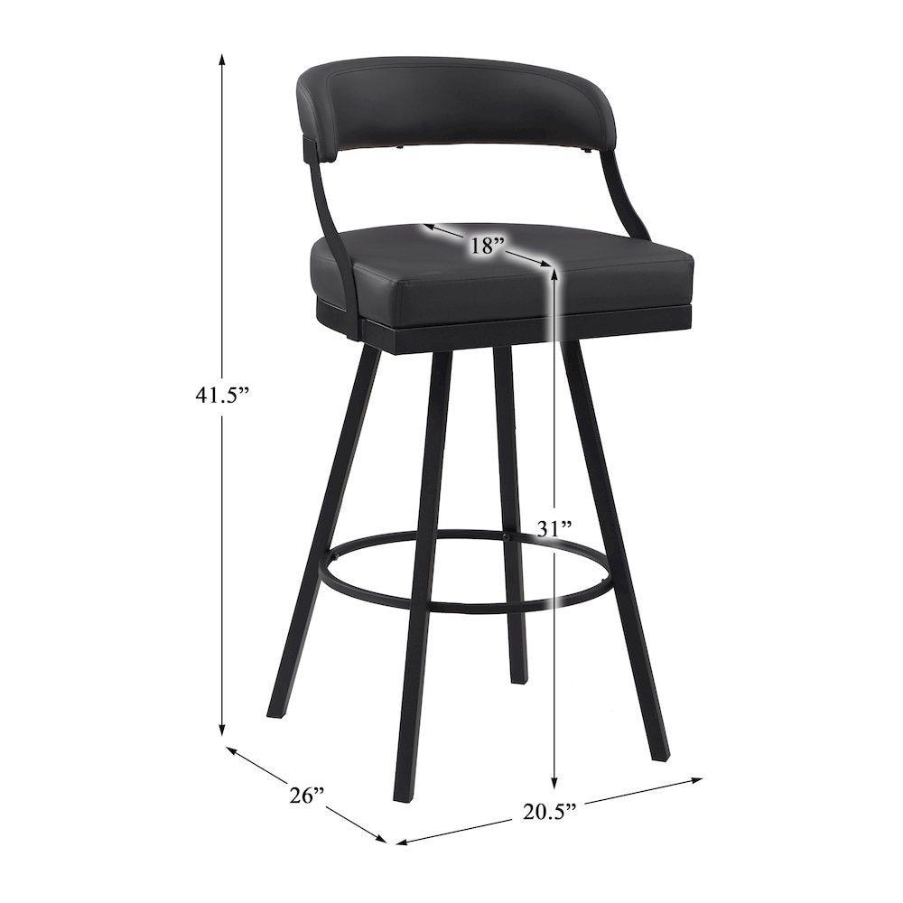Crowley Faux leather Swivel Pub Height Chair in Black