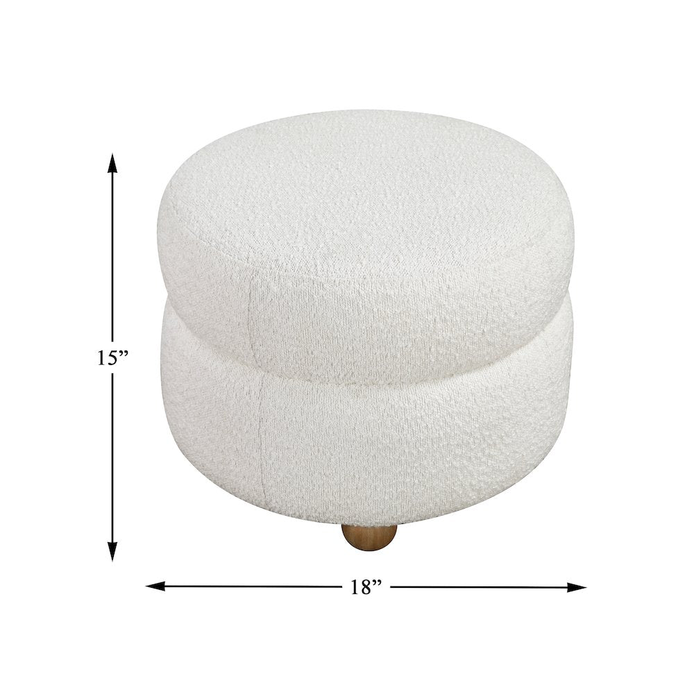 Essex Boucle Swivel Chair with Ottoman in White
