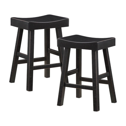 Caspian Solid Wood 24" Stool, Black color in Black finish