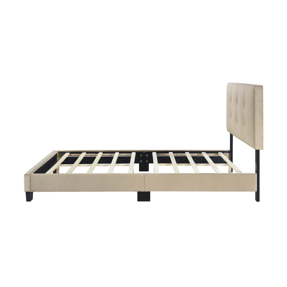 Newberry Velvet Full Platform Bed in Light Brown