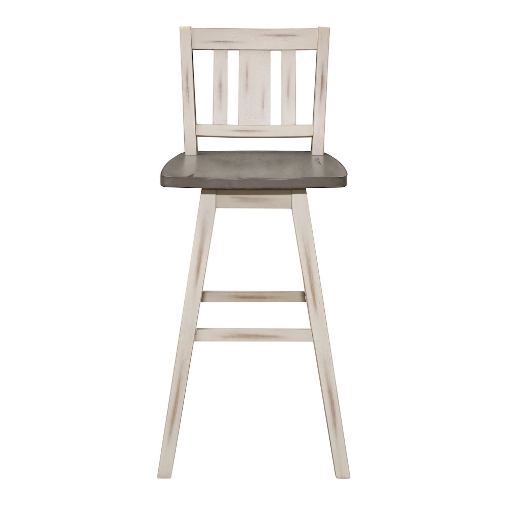 Amsonia Solid Wood Swivel Pub Height Chair, set of 2 in Gray and White