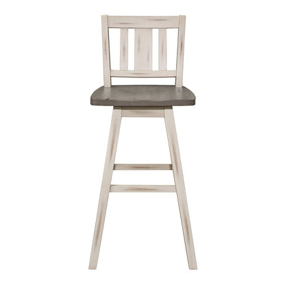 Amsonia Solid Wood Swivel Pub Height Chair, set of 2 in Gray and White