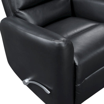 Dimitri Faux Leather Swivel Glider Reclining Chair in Black