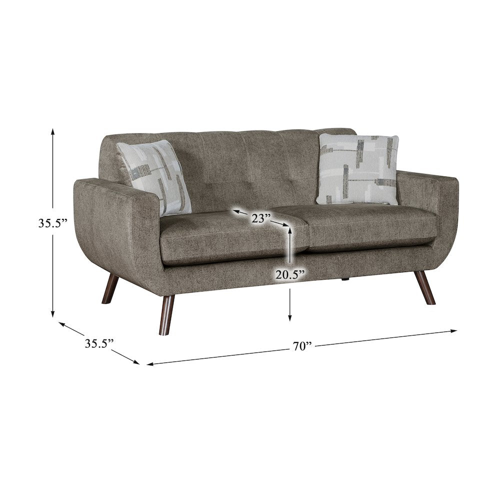 Janne Microfiber Love Seat in Brown