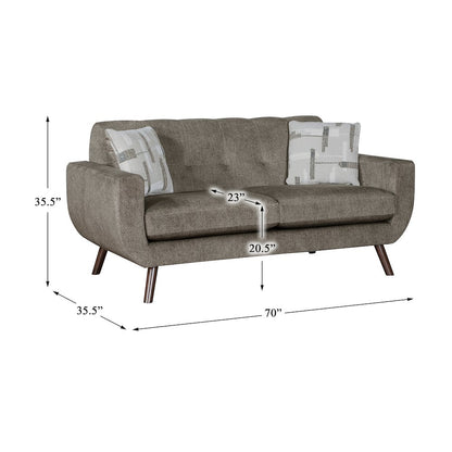 Janne Microfiber Love Seat in Brown