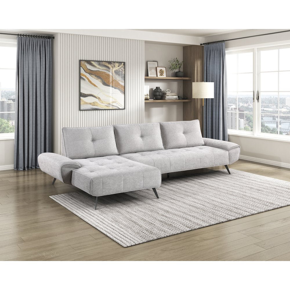 Dominic Chenille 2-Piece Sectional with Left Chaise in Light Gray