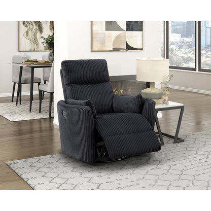 Traverse Corduroy Swivel Glider Reclining Chair in Black