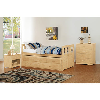 Bartly Pine Twin Over Twin Trundle Bed in Natural Pine