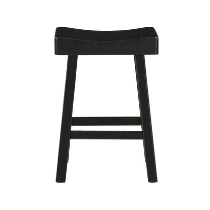 Caspian Solid Wood 24" Stool, Black color in Black finish