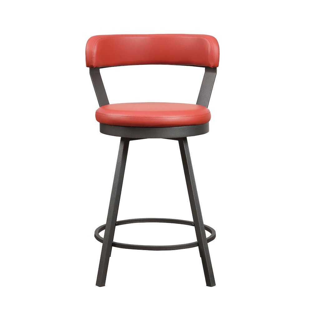 Appert Metal Swivel Counter Height Chair, Red, set of 2 in Red