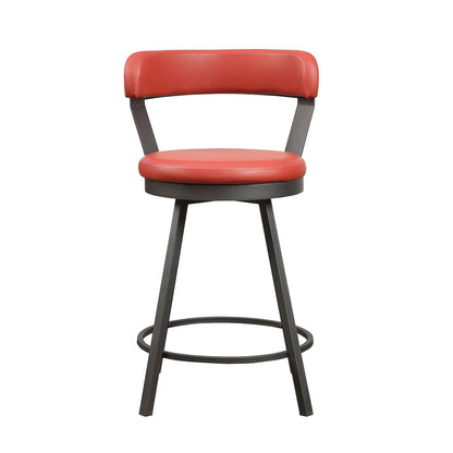 Appert Metal Swivel Counter Height Chair, Red, set of 2 in Red