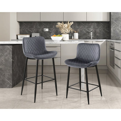 Nya Velvet Pub Height Chair in Dark gray