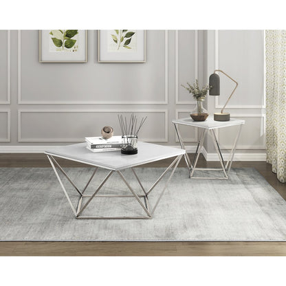 Alfeo Stainless Steel End Table in Silver