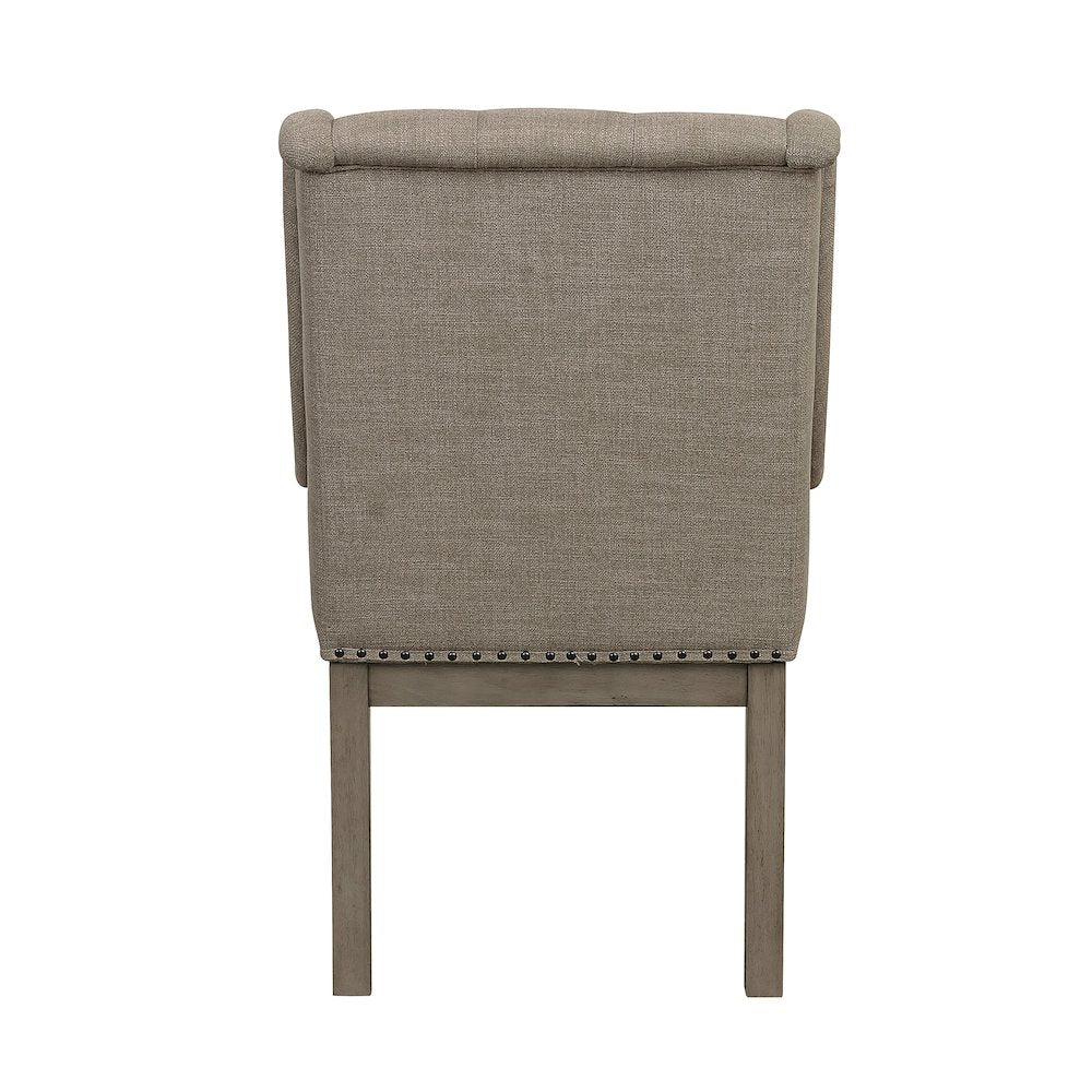 Vermillion Wood Dining Room Arm Chair, set of 2 in Cream