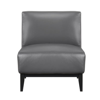 Houghton Leather Accent Chair in Dark Gray