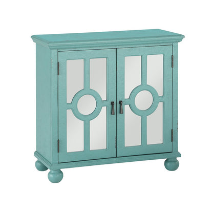 Poppy Asian Hardwood Accent Chest in Antique Aqua