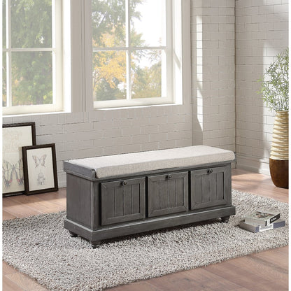 Woodwell Asian Hardwood Storage Bench in Gray