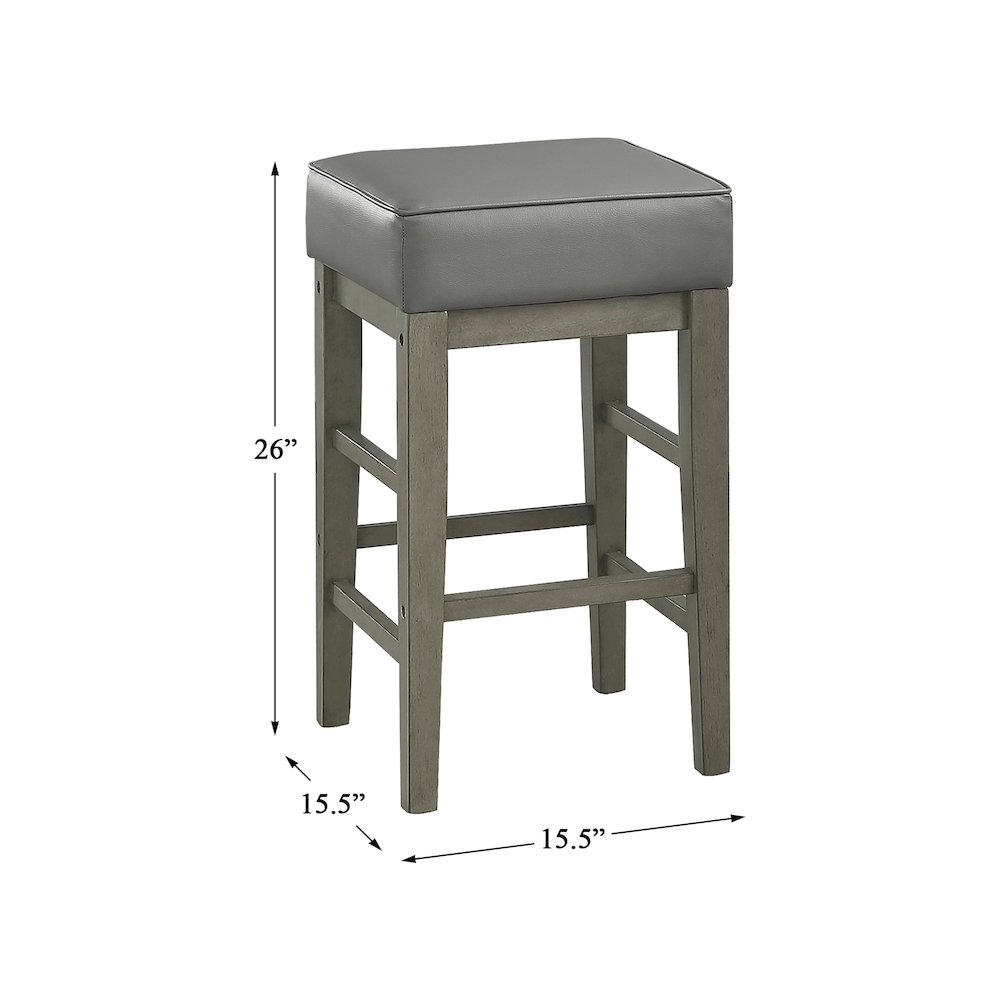 Pittsville Solid Wood 24" Height Square Stool, Set of 2 in Gray