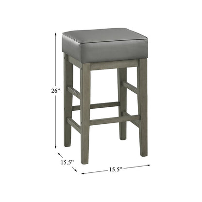 Pittsville Solid Wood 24" Height Square Stool, Set of 2 in Gray