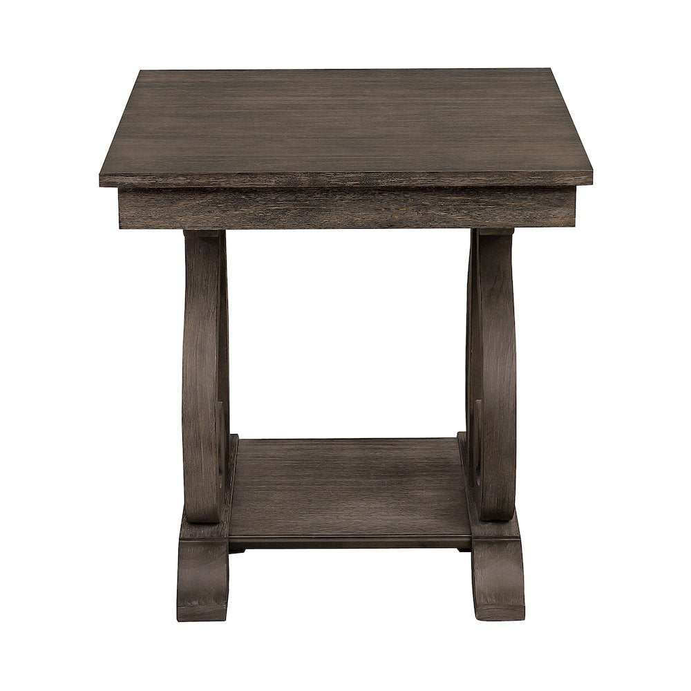 Toulon Pine End Table in Wire-Brushed Power Glaze Oak