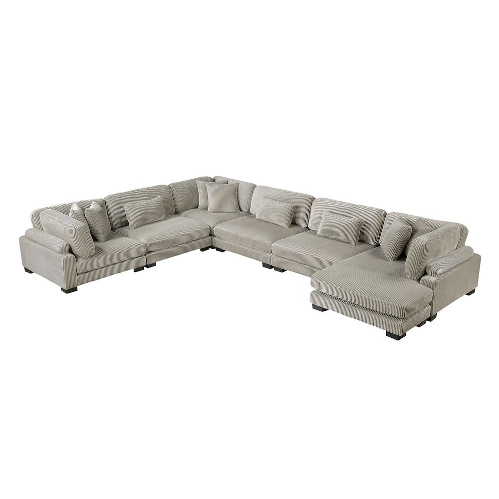 Traverse Corduroy 6-Piece Modular Sectional with chaise in Taupe