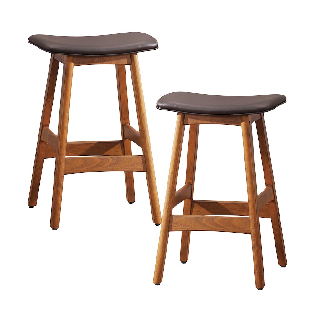 Ride Walnut Counter Height Stool, Set of 2 in Matt Brown