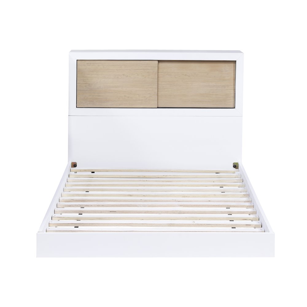 Asker Asian Hardwood Twin Bookcase Bed in 2-Tone (White and Natural)