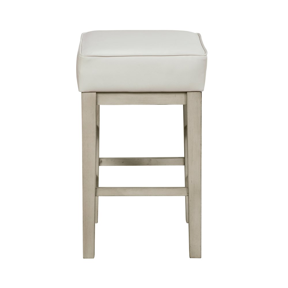 Pittsville Solid Wood 24" Height Square Stool, Set of 2 in White