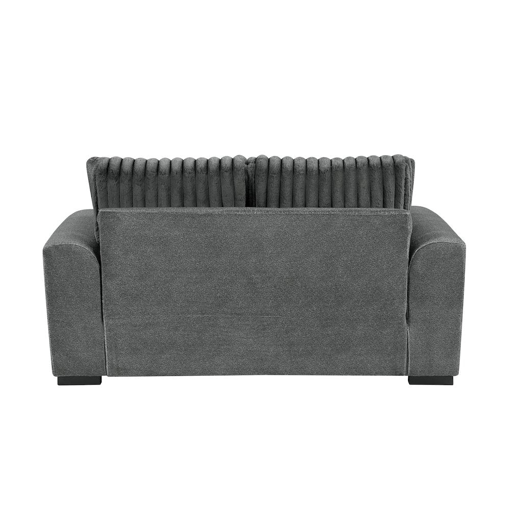 Athena Textured 3pc Set: Sofa, Loveseat, Chair in Dark Gray
