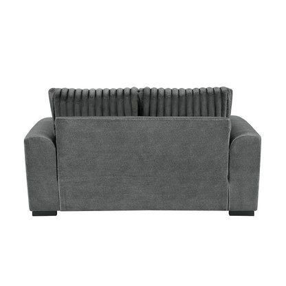 Athena Textured 3pc Set: Sofa, Loveseat, Chair in Dark Gray