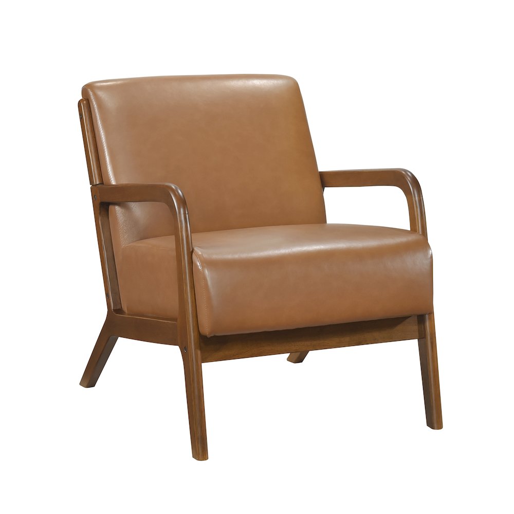 Gabe Faux leather Accent Chair in Matt Brown