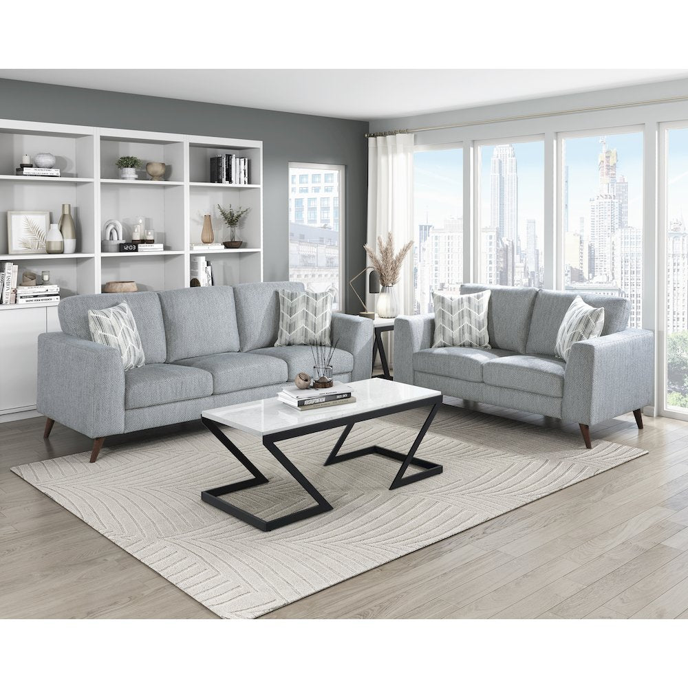 Broadway Chenille Sofa in Blue-Gray