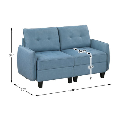 Garren Textured Love Seat in Blue