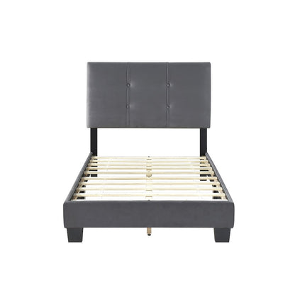 Newberry Velvet Twin Platform Bed in Dark Gray