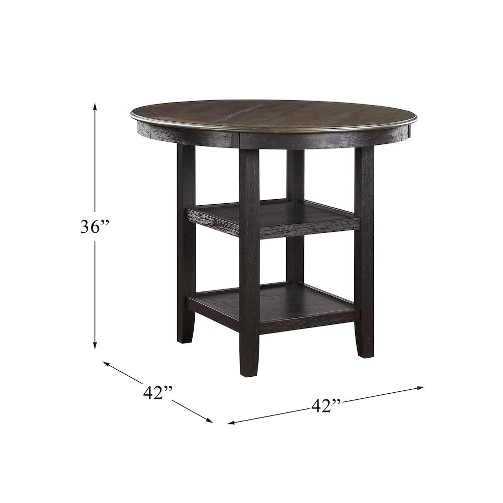 Asher Wood Counter Height Dining Room Table in Brown and Black Finish