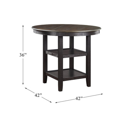 Asher Wood Counter Height Dining Room Table in Brown and Black Finish