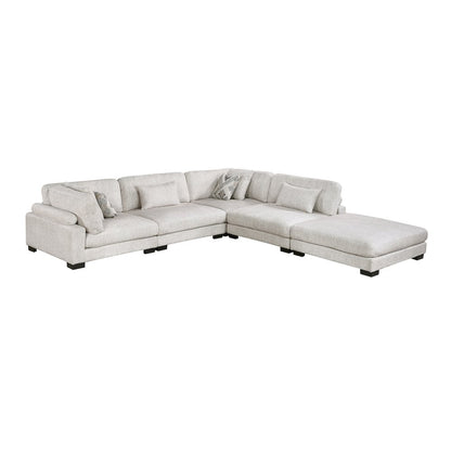 Corydon Microfiber 5-Piece Modular Sectional with Ottoman in Beige