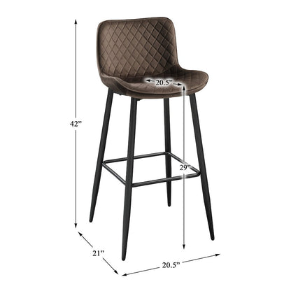 Nya Velvet Pub Height Chair in Brown