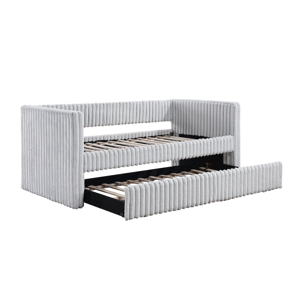 Chapman Corduroy Daybed with Trundle in Gray
