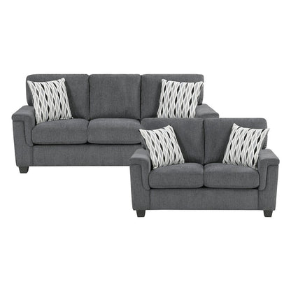 Chelsea Chenille 2pc Set: Sofa, Loveseat in Dark Gray
