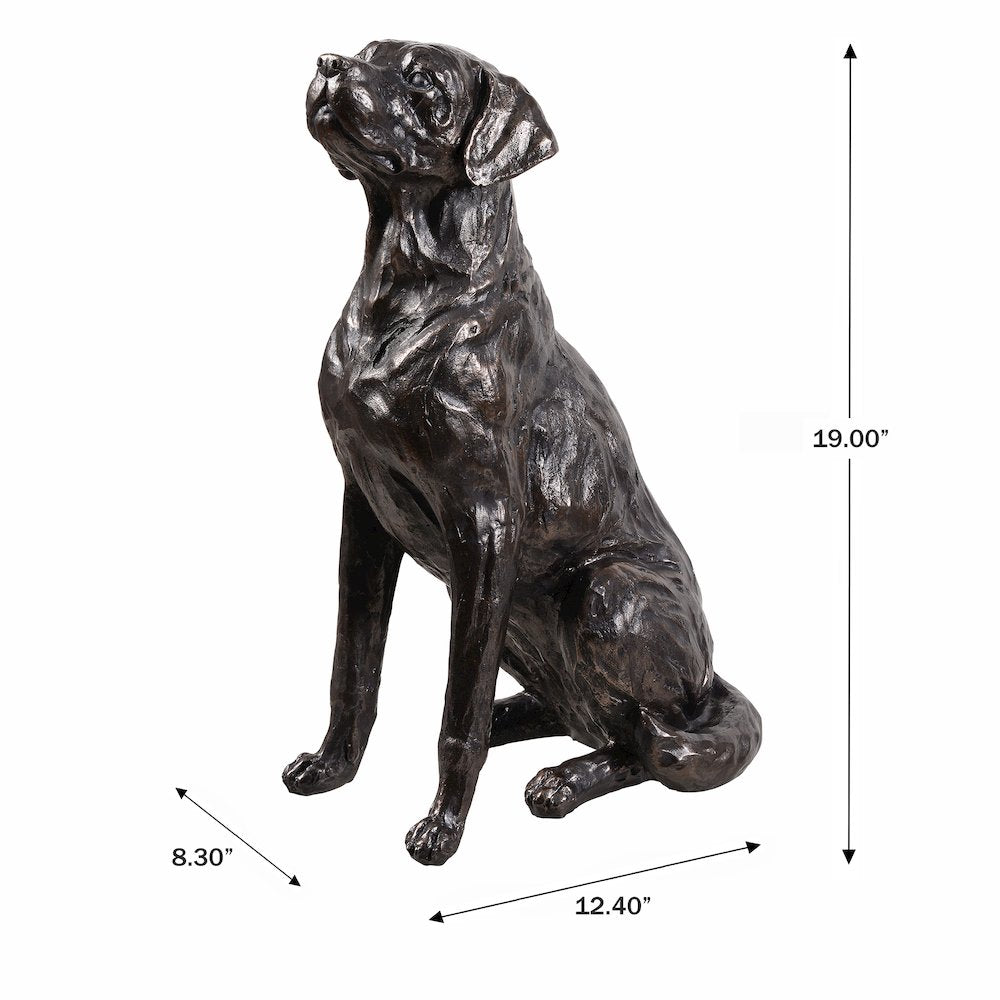 Bronze Sitting Labrador Life Size Resin Home Decor Living Room Display