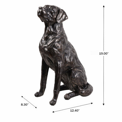 Bronze Sitting Labrador Life Size Resin Home Decor Living Room Display