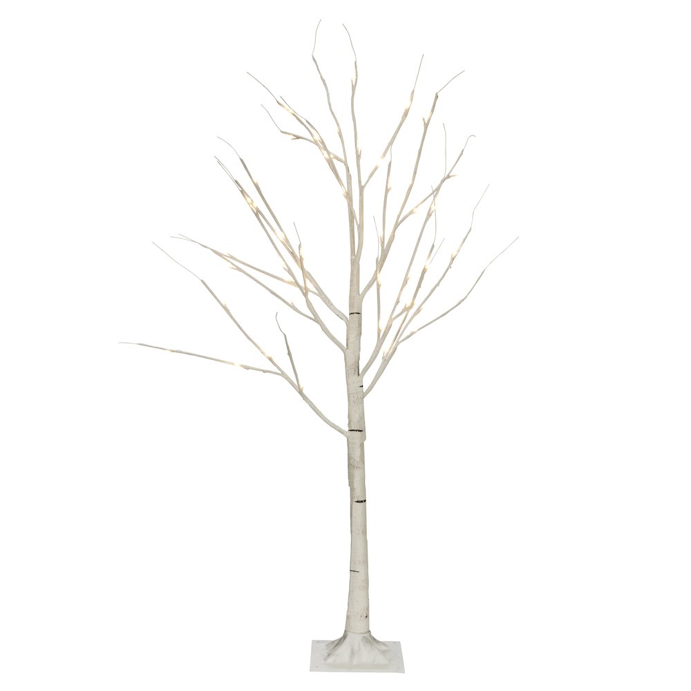 Birch Tree On Metal Base In/Outdoor 48 LED 47 Inch High with 8 Lighting Modes