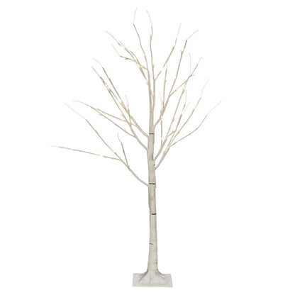 Birch Tree On Metal Base In/Outdoor 48 LED 47 Inch High with 8 Lighting Modes