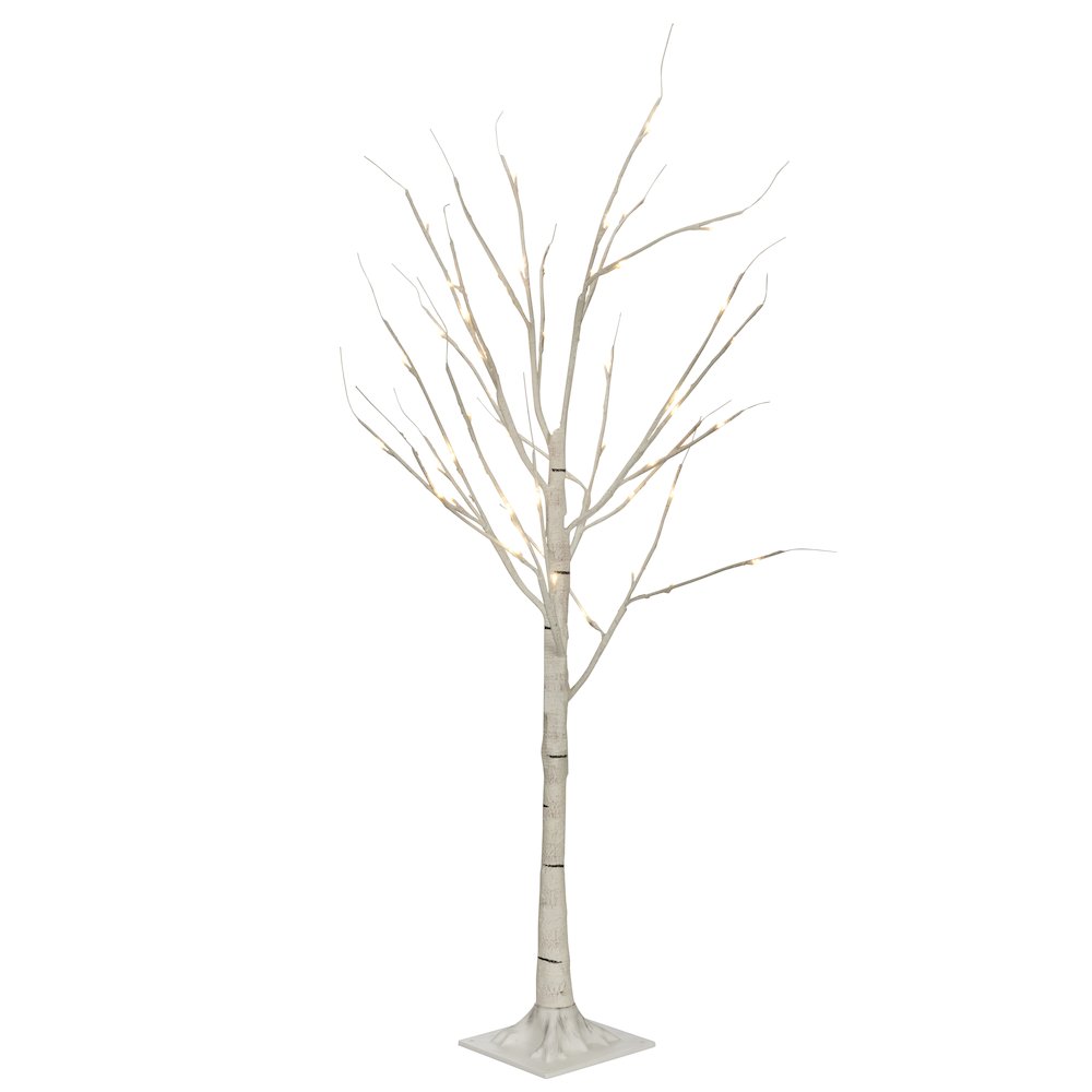 Birch Tree On Metal Base In/Outdoor 48 LED 47 Inch High with 8 Lighting Modes