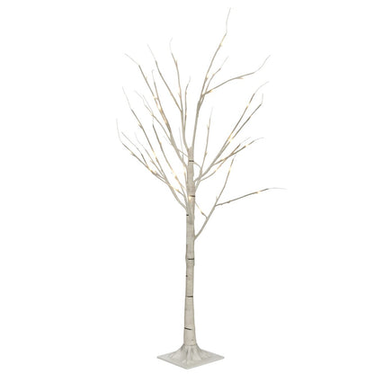 Birch Tree On Metal Base In/Outdoor 48 LED 47 Inch High with 8 Lighting Modes