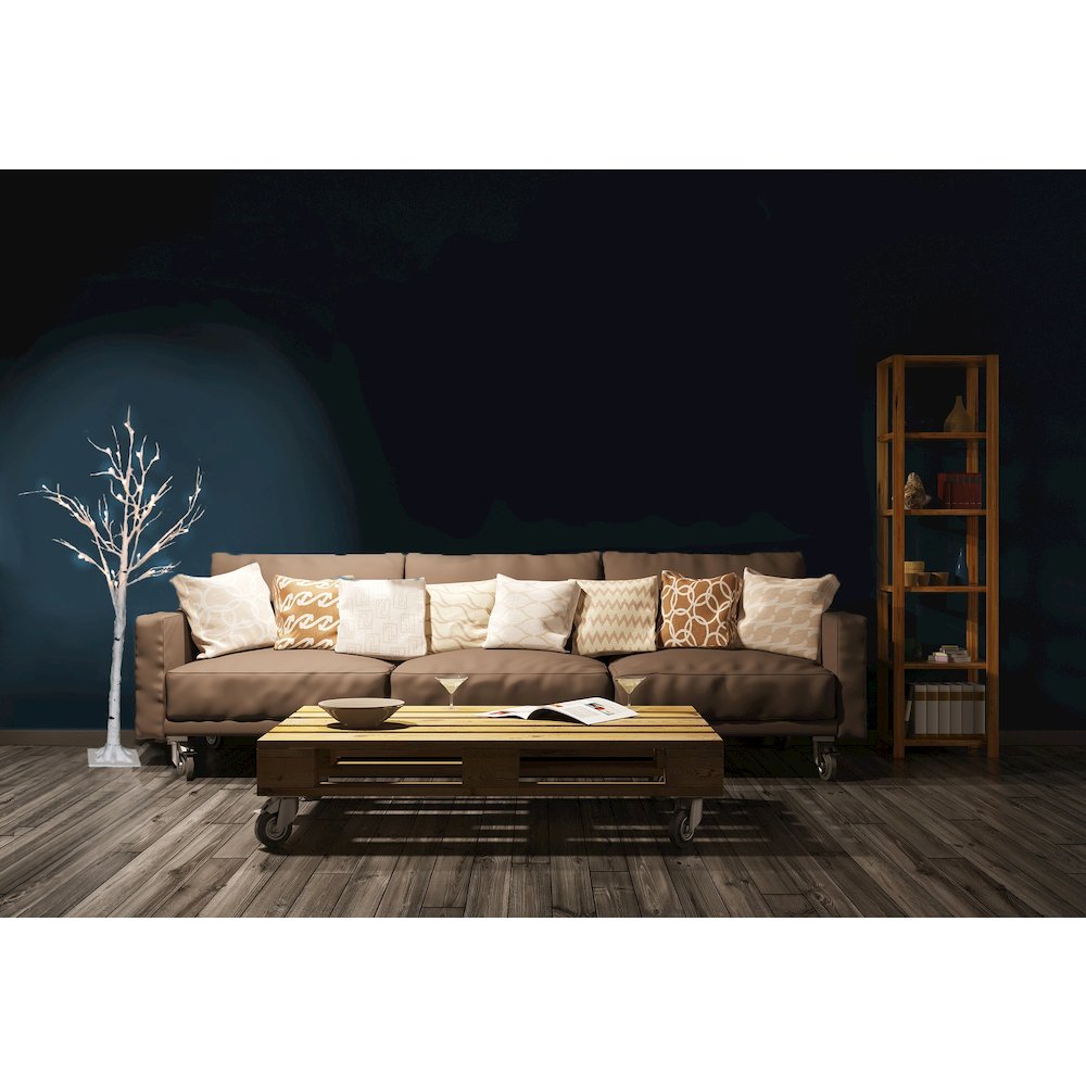 Birch Tree On Metal Base In/Outdoor 48 LED 47 Inch High with 8 Lighting Modes