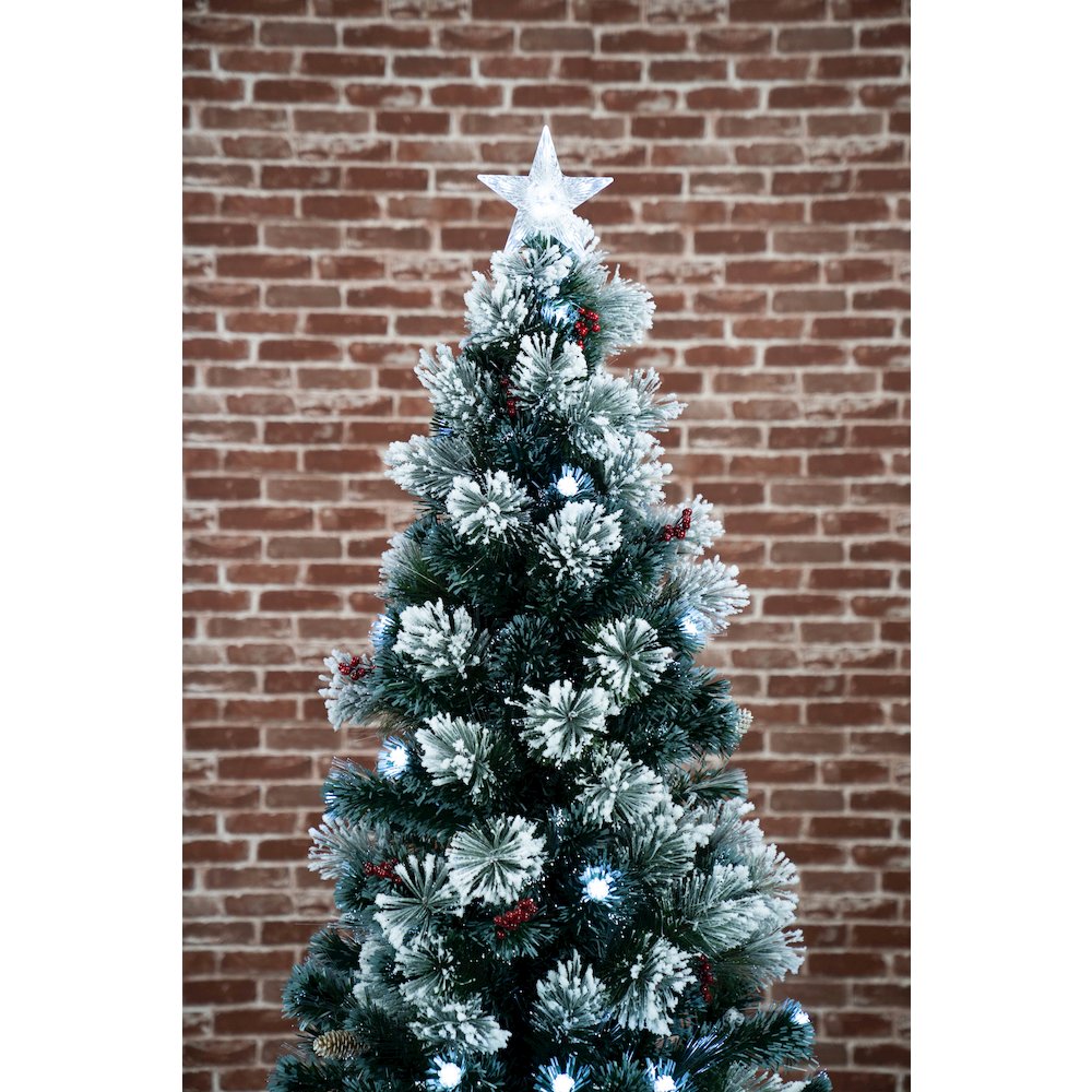 Christmas Tree Fiber Optic Green with Cones & Berries